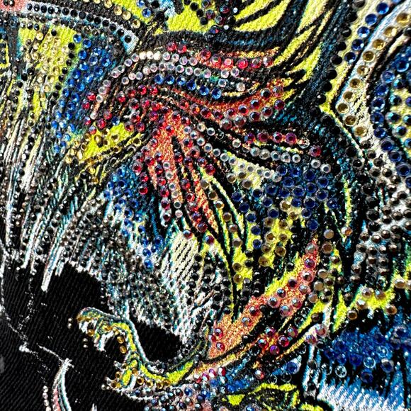 ZADIG & VOLTAIRE | XS | Kioky Eagle Distressed Grunge Denim Jacket In Noir - Picture 6 of 12